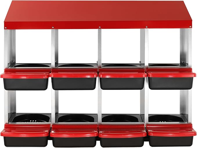 VEVOR Chicken Nest Box, 8-Compartment, 30 to 45 in Stable & Corrosion-Resistant Metal Nesting Boxes with Inclined Nesting Boxes, Bottom Holes & Resting Platform, Fit for Different Chicken Breeds
