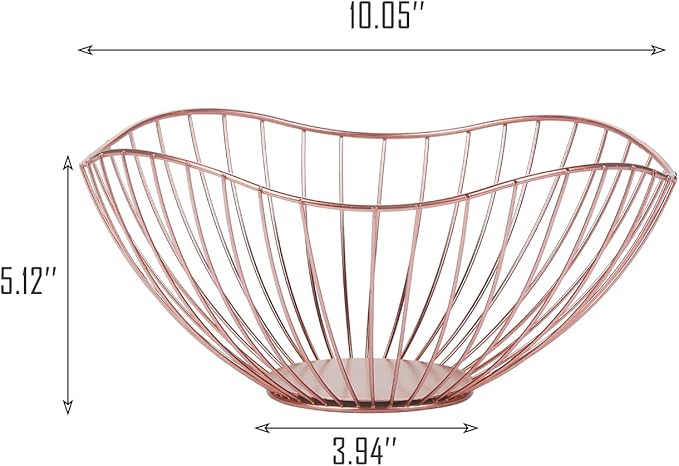 IBWell High Style Curved-Edge Modern Creative Stylish Single Tier Dish,Metal Iron Wire Fruit Vegetables Bread Decorative Stand Serving Bowls Basket Holder (Pink)