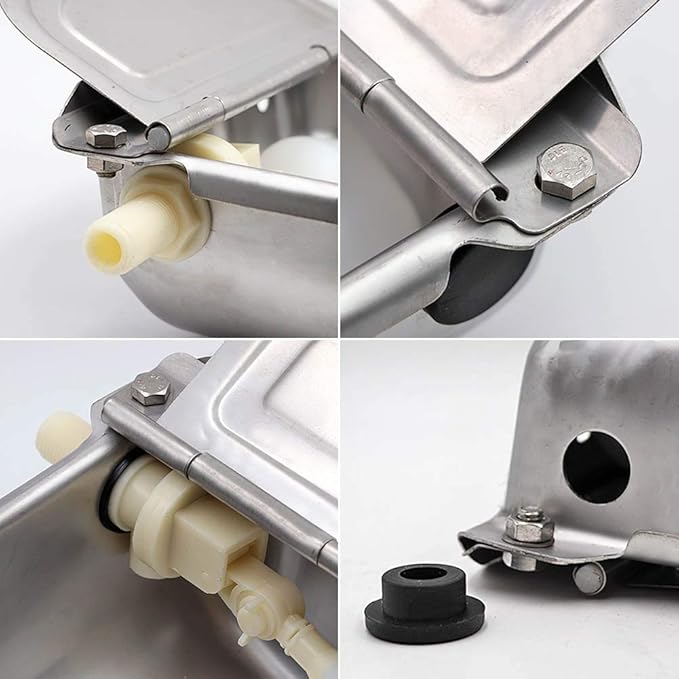 Stainless Steel Automatic Waterer Bowl with Float Valve Automatic Dog Water Bowl Water Trough for Dog Livestock Pig Chicken Goat Waterer with Drain Plug