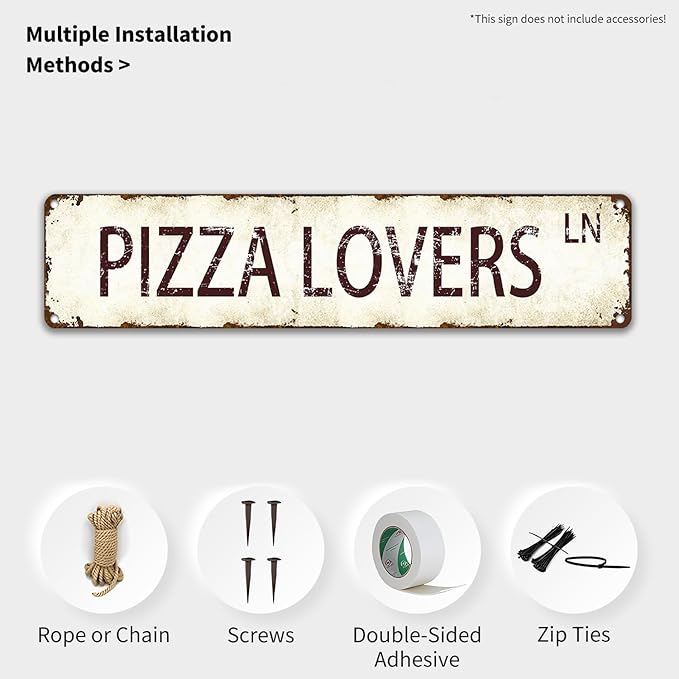 Vintage Pizza Metal Sign 4x16 Inch - Retro Tin Wall Art Plaque for Home Bar, Garage, Kitchen Decor - Gift for Pizza Lovers and Man Cave Enthusiasts
