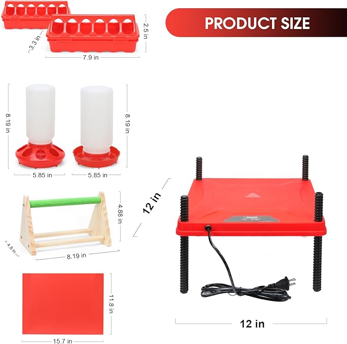 Chicken Brooder Box,Chick Starter Kit with Chicken Brooder Heating Plate, Chick Perch, Flip Top Poultry Feeder, Baby Supplies for Baby Chicks, Duck and Quail