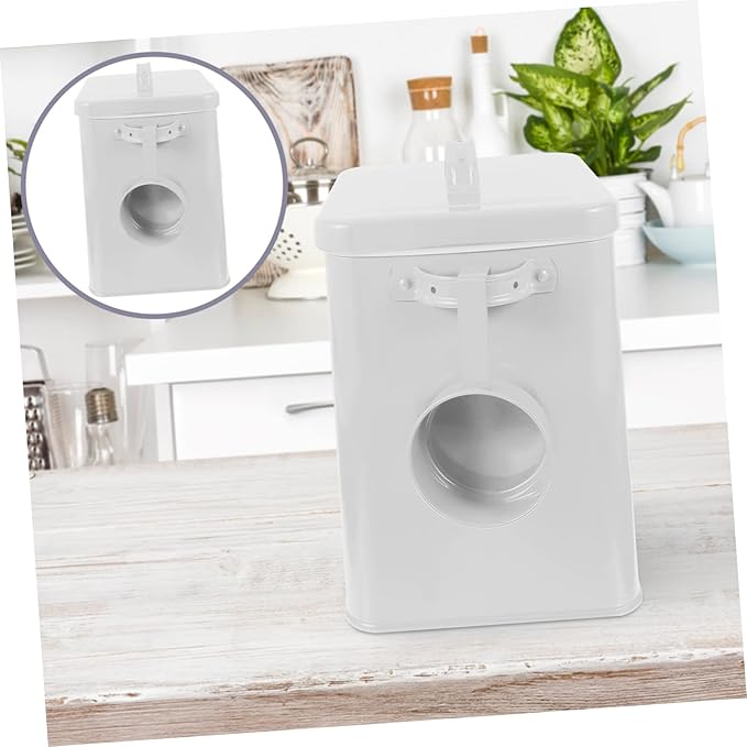 Metal Pet Food Storage Container Canister for Treats Kitchen Organizer for Rice Grains Airtight Design Measuring Scoop Versatile Storage Bin No Pattern