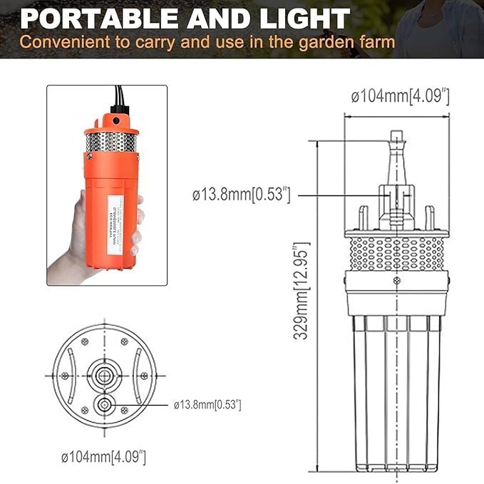 ECO-WORTHY 24V DC Solar Well Pump Kit,Submersible Water Well Pump,2pcs 100W Solar Panels with Controller for Off-Grid Irrigation, Livestock Water