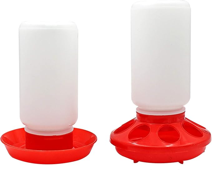 Chicken Feeder and Waterer Set, 1 Liter Chick Drinker and 1 Liter Chick Feeder for Poultry