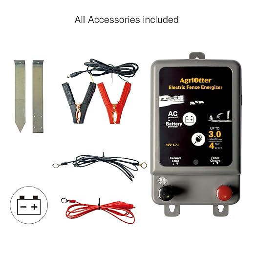 Electric Fence Energizer 15 Acre 2 in 1 Powered by Battery or AC Outlet 8000V 1.75J Pulse Electric