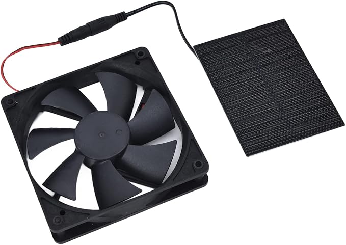 Solar Panel Fan Single Fan, Professional Solar Powered Exhaust Fan Kit Weatherproof Ventilation with Solar Panel Kit for Chicken Coops Greenhouses Sheds Pet Houses 3W 4.7x4.7in Fan