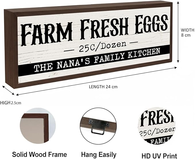 Country Style Kitchens Decor, The Nana's Family Kitchen Sign, Decorative Wooden Wall Plaque, Farmhouse Home Decor, Funny Kitchen Signs, Housewarming Gift 9.5x3.1x1 inches