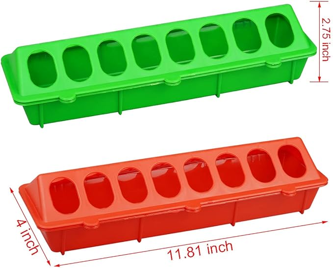 2Pcs Plastic Flip Top Chicken Feeders Plastic Small Poultry Feeder Drinker, Poultry Feeding Tray with Holes Poultry Trough Tool for Farm Chick Feeder
