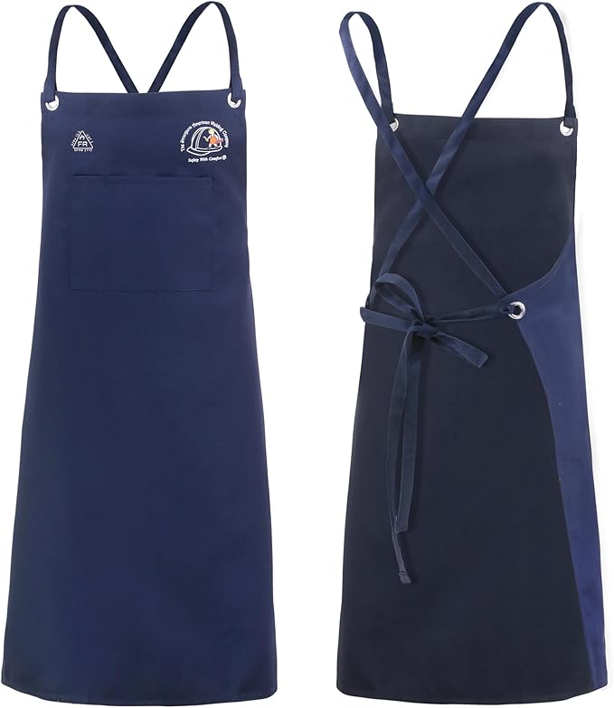 Strongarm Welding Aprons - FR Cotton & Split Leather Options - X-Tech Cross-Back Straps - Pockets - 24x36 / 24x42