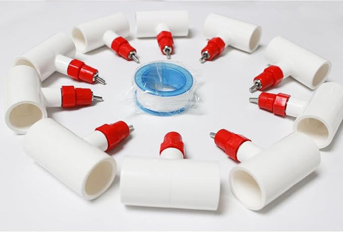 (10 Pack) Chicken Waterer Nipples + PVC Tee Fittings for 1/2" PVC Piping, Horizontal Poultry Nipples & Tees, DIY Chicken Watering System for Geese, Rabbits, Ducks