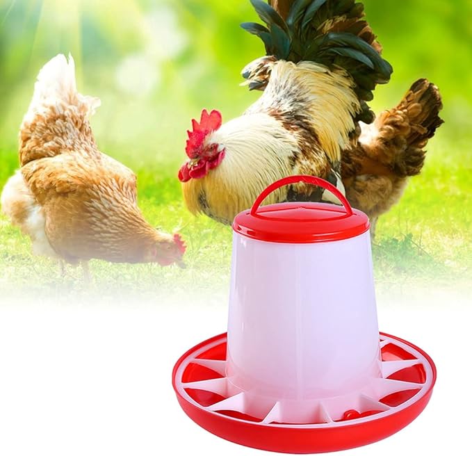 Automatic Chicken Feeder for Poultry Birds Hanging Food Dispenser with Handle Design Easy to Food Bucket Feeders No Waste