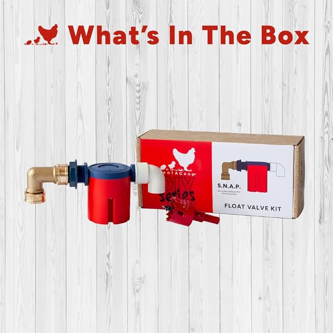 RentACoop Glueless Float Valve Kit Compatible with S.N.A.P 1/2" Schedule 40 PVC Pipe Watering System for Chickens, Poultry, and Other Animals