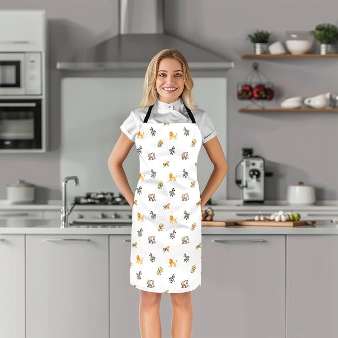 jejeloiu Cartoon Cats Apron for Women Men 26"x31"