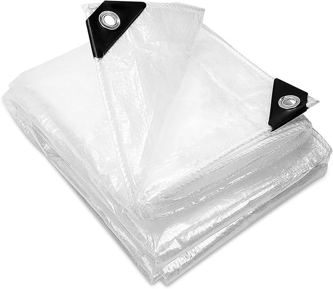 UCINNOVATE Clear White Tarp 9.65 ft x 6.36 ft, 10 x 10 Weave Count Greenhouse Tarp Heavy Duty Waterproof with Grommets