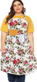 Sanlykate Extra Large Canvas Cotton Apron for Men & Women, Plus Size Durable Aprons with 2 Pockets, Adjustable Bib Machine Washable Oversized Aprons for Baking, Cooking, Painting - Whiteness