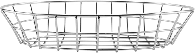 G.E.T. 4-84418 12" x 8.5" Oval Basket, 2" Clipper Mill, Stainless Steel
