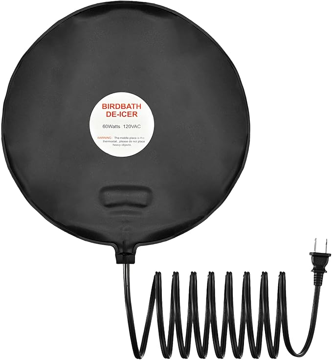 Bird Bath De Icer 60w Deicer 9.45-inch Submergible Utility with Thermostatic Controller in Winter for Chicken Livestock Animals Waterer Farm Trough