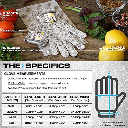Glove Station Ultra Durable Series Cut Resistant Gloves - Cutting Gloves for Chefs, BBQ and Cooking - Level 5 Protection, Food Grade Safe Cut - Grey, Small Size [2-Pack]