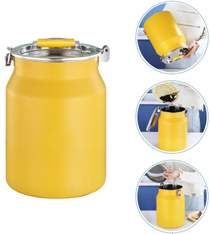 Stainless Steel Rice Storage Container 8l Sealed Grain Bucket Airtight Food Storage Bin for Kitchen Pantry Household Use