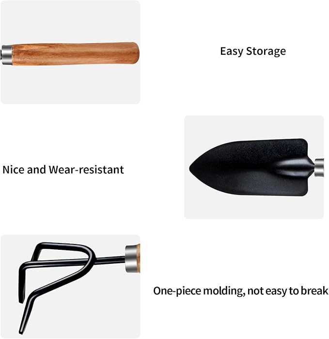 Rukinovi 3Pcs Garden Tools,Lightweight Duty Gardening Tools,Gardending Hand Tools Kit for Succulents,Home Plants,Garden Potted Plants Etc Indoor Plant Accessories-Gardening Tool Set