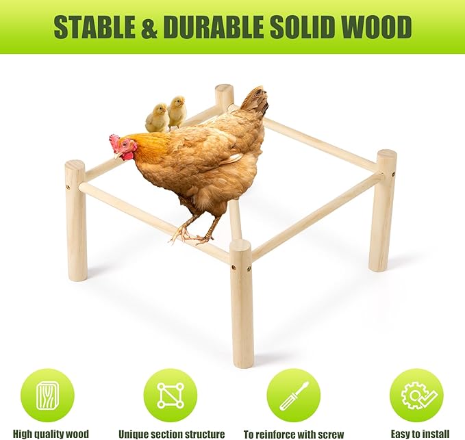 Chicken Perch,Chicken Perch for Coop & Brooder, Chicken Coop for Strong Wooden Roosting Bar for Poultry, Chicken Toys & Coop Accessories,Natural Chicken Stand(16.5' L x 16.5' W x 6.3 H)