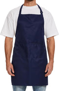 Will Well Kitchen Apron for Men and Women - 33" x 27" Oil-and-Water-Resistant with Adjustable Neck Strap and 38" Waist Ties for a Snug Fit, Lightweight with 2 Front Pockets - 1-Pack, Navy