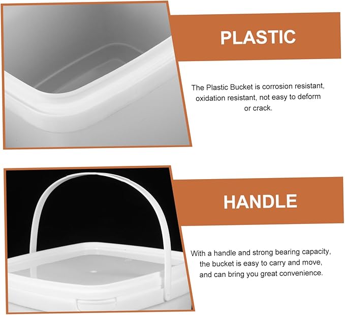 VICASKY Plastic Bucket with Handle and Lid Square Portable Container Sturdy Non Slip Farm Utility Pail for Water Storage and Household Use