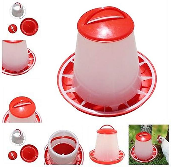 Baost Plastic Hanging Poultry Feeder Chicken Quail Chick Hen Drinker Food Feeder Waterers Bucket Chicken Feeder Trough 1.5L Chick Small Birds Feeder Jar