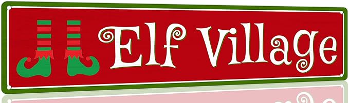 Christmas Village Metal Tin Sign Christmas Plaque Sign Vintage Wall Decoration Home Bar Kitchen Cafe Bar Farmhouse Wall Art Sign 4x16 Inch