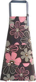 Floral Aprons with Pocket Blooming Women Waterproof Apron Adjustable Neck Long Ties Women Men Cook Baking Garden