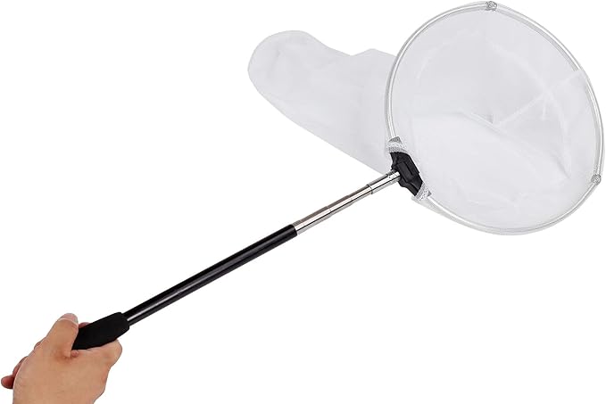 RESTCLOUD Insect and Butterfly Net with 12" Ring, 24" Net Depth, Handle Extends to 59 Inches (10" Ring, 48" Handle)