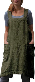 Women's Pinafore Apron Cross Back Apron with Pockets Cotton Linen Apron Dress Plus Size