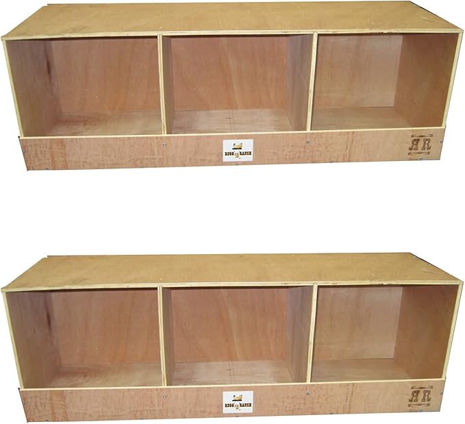 Rugged Ranch 2-Pack Triplex 36"x12"x12" Triple-Compartment Hen Nest Cubbies for 6 to 12 Hens - Wooden Chicken Coop Accessories for Interior Use, Furniture-Grade Wood, Easy Assembly