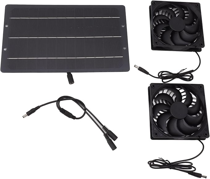 TOPINCN 10W Solar Powered Dual Exhaust Fan Kit for Chicken Coops Greenhouses Sheds, Energy Efficient with Powerful Ventilation