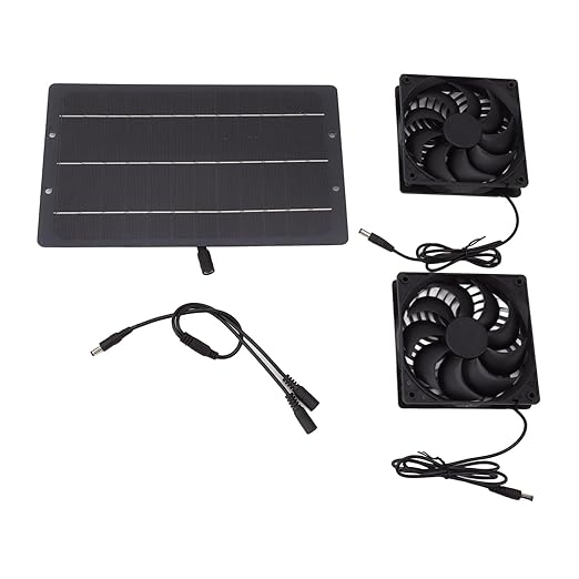 10W Solar Powered Exhaust Fan, Weatherproof Solar Ventilation Fan with Automatic Charging for Chicken Coops Greenhouses Sheds Dog Houses