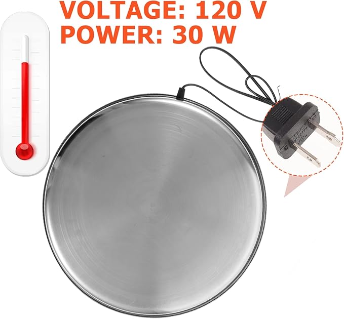 Heated Poultry Water Heater Base Safe Automatic Thawing for Chicken Drinkers Use Compatible Any Water Bowl Bucket Prevents Freezing Cold Temperatures
