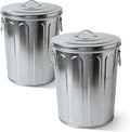 Plexon 5 Gallon Small Metal Trash Can with Lid Outdoor Galvanized Bucket with Lid 5 Gal Fireplace Ash Bucket for Wood Stove Storage Can for Dog Food Bird Seed Storage Container Rodent Pet Proof 2 Pack