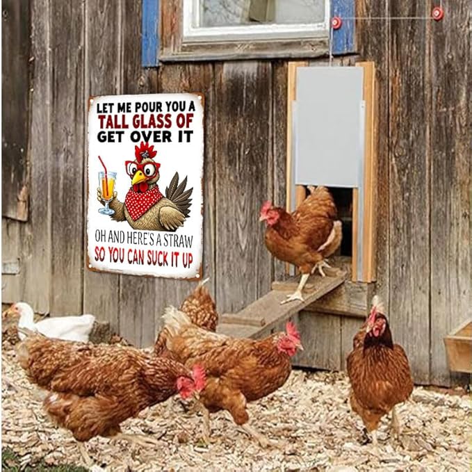 Funny Chicken Gifts Chicken Cluck Around and Find Out Tin Sign for Home Farm Chicken Coop Farmhouse Kitchen Garden Decor 8 X 12 Inch