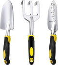 Edward Tools Gardening Hand Tools 3 Piece Set - Heavy Duty Garden Trowel, Transplanter, Hand Rake - Ergo Grip Handle - Bend-Proof & Rust-Proof Design - Cultivator, Garden Hand Shovel