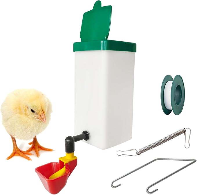 C Automatic Waterer System Chick Drinker Cups 1L Hanging Automatic Fill Poultry Watering Cup Used for Cages (red, 1)