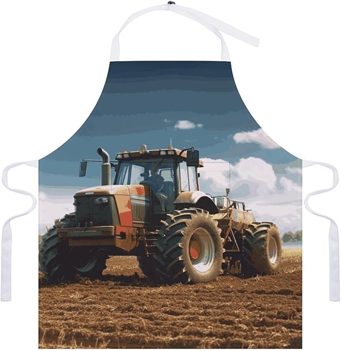 Adult Apron with Pocket, Adjustable Fantasy Farm Tractor Bib Aprons for Kitchen, Cross Back Chef Aprons for Man Woman, Waterproof Apron for BBQ Crafting Outdoors, Cooking