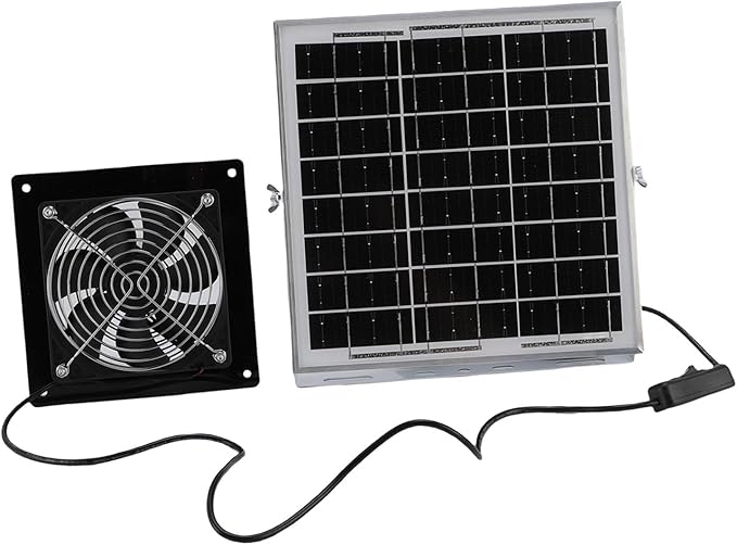 8W Solar Powered Exhaust Fan, IP67 High Speed Ventilation Fan with 8W Solar Panel, for Chicken Coop Greenhouse Shed Pet House Window Ventilation