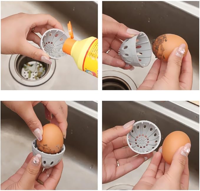 2 Pack Egg Washer Egg Brush Rotating Scrabber Chicken Coop Remover Cleaning Tool Silicone Egg Cleaner for Farm Fresh Eggs Backyard Chickens Duck Egg Washing Eggs Potatoes