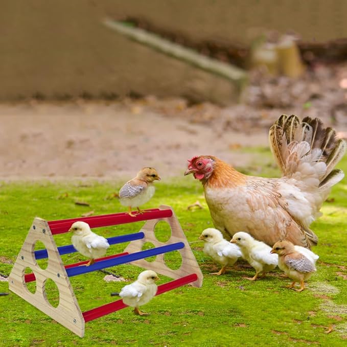 Chick Perch Wooden Roosting Bars with Sleeves Chick Stand Training Perch Chick Toy Accessories for Baby Chick Coop and Brooder Easy to Assemble and Clean