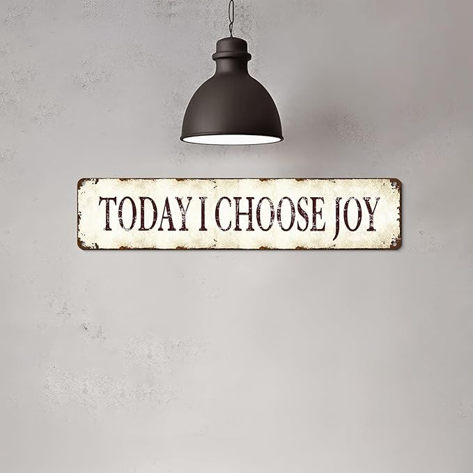 Metal Tin Signs Wall Art - Today I Choose Joy - 16x4 Inch Inspirational Home Decor - Modern Motivational Sign for Office, Bedroom, Living Room - Durable Positive Quotes Metal Artwork Wall Decoration
