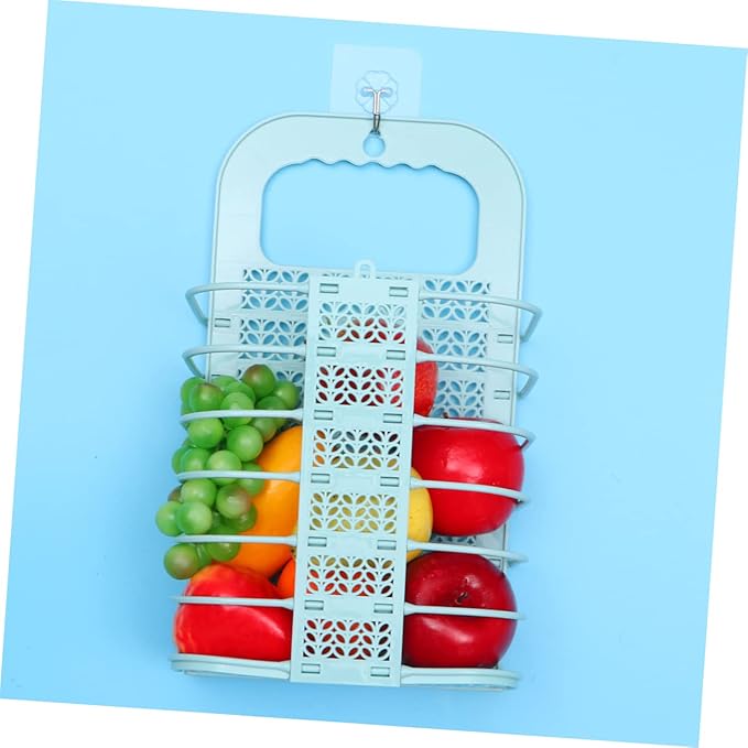 PRETYZOOM Foldable Sky-blue Fruit and Vegetable Storage Basket Wall-mounted Organizer for Laundry and Sundries Small Easy to View Design Multifunctional Chicken Feeding Toy