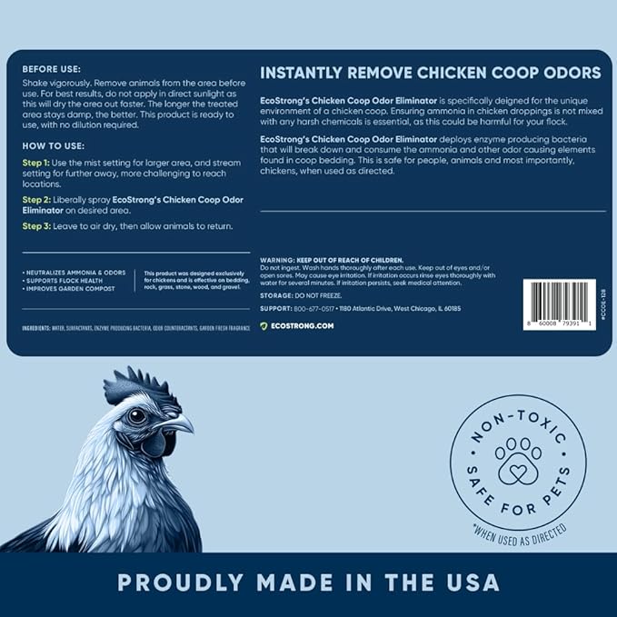 Eco Strong Chicken Coop Odor Eliminator Coop Refresher for Chickens (128 oz)