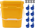 GLOGLOW Automatic Chicken Waterer Bowl, Durable Plastic with Gravity System, 12L Drinker for Chickens, Ducks and Other Poultry (Bucket + Blue Bird Bowl + Black Screws)