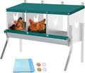 Garvee Large Metal Chicken Nesting Boxes for Hens, 3 Compartment Galvanized Steel Nesting Box with Legs, Includes 4 Fake Eggs & 10 Soft Nest Pads, Wall Mount or Freestanding for Coop & Farm