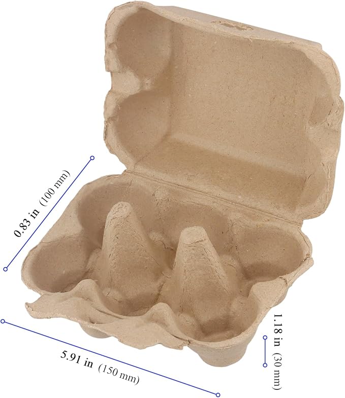 50 Pack Thick Shockproof Egg Cartons in Bulk, Half Dozen Paper Pulp Egg Crates for Home Farm Market Use